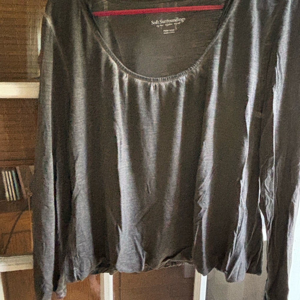 Soft Surroundings Gray Ruched Blouse - Picture 2 of 12